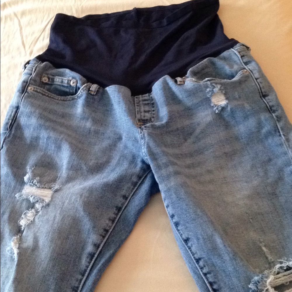 Gap maternity distressed skinny jeans
